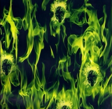 Wassertransferdruck Folie Fire Sculls Green *Sonderbreite*