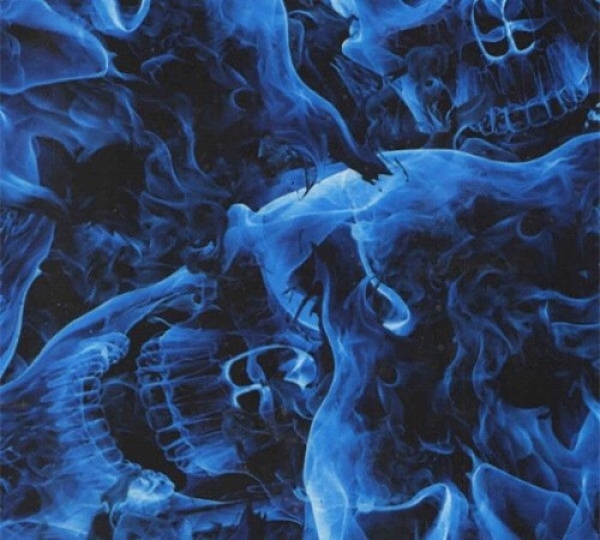 Lackboerse - Wassertransferdruck Folie Flames Big Skull Blue *Sonderbreite*  100cm